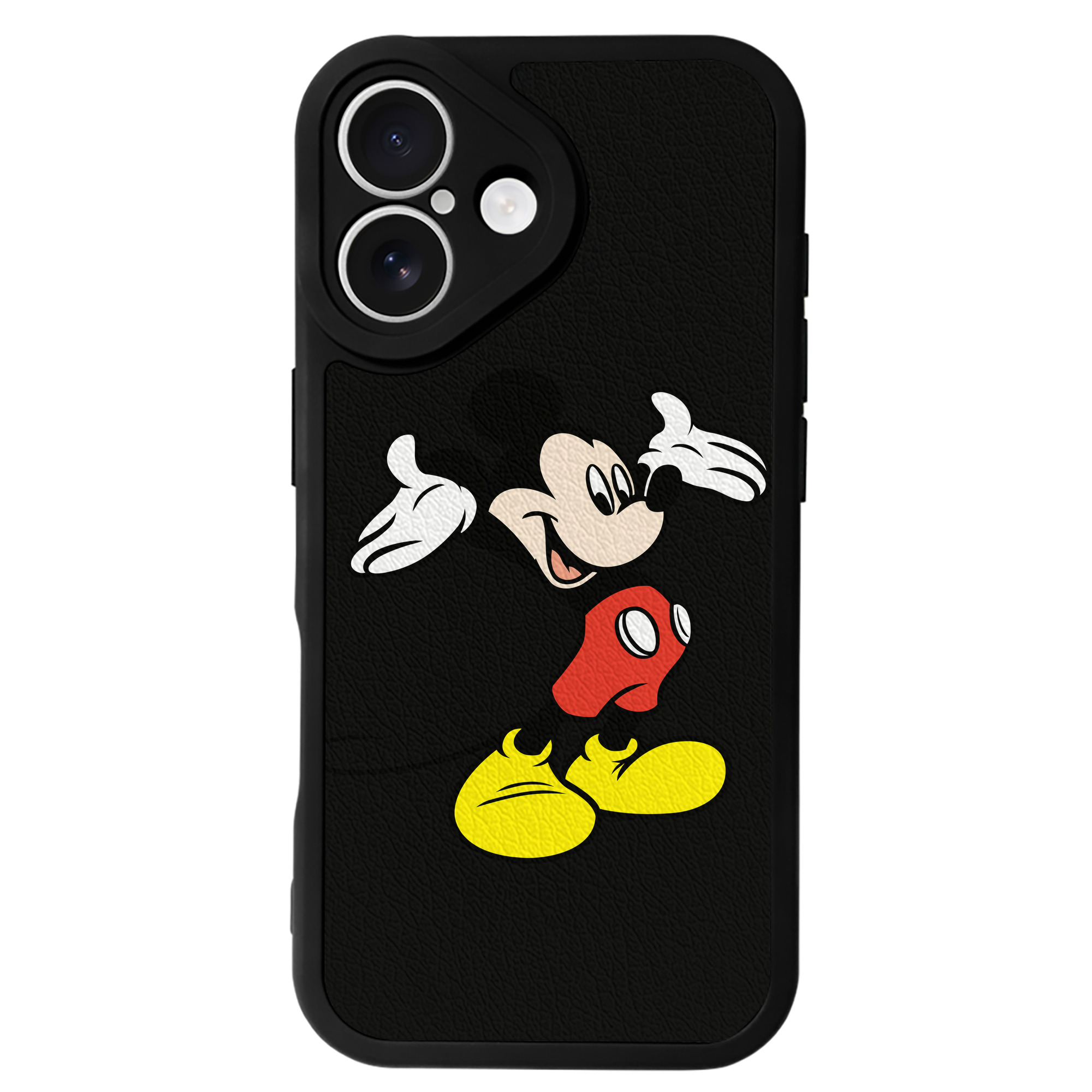 （画像用） ミッキーマウス Mickey Mouse 【iPhone 16シリーズ対応】シリコンスマホケース（レザー調） 材質：シリコン